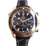 (OM)New Copy Swiss Omega Seamaster 9301 Watch Rose Gold Black Leather